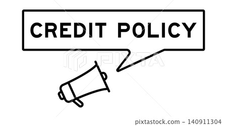 Megaphone icon with speech bubble in word credit policy on white background Megaphone icon with speech bubble in word credit policy on white background 140911304