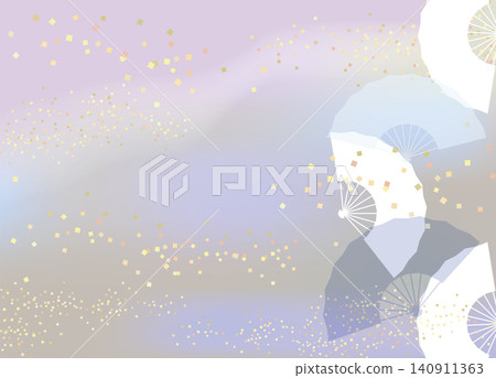 An illustration of a classic Japanese fan with a background image featuring shading and gold leaf. An illustration of a classic Japanese fan with a background image featuring shading and gold leaf. 140911363