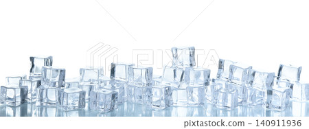 Crystal clear ice cubes isolated on white Crystal clear ice cubes isolated on white 140911936