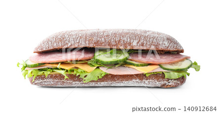 Tasty sandwich with ham isolated on white Tasty sandwich with ham isolated on white 140912684