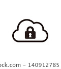 Line icons representing cloud security, cloud protection, and data encryption. 140912785