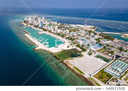 Aerial view of Maafushi island, Maldives Aerial view of Maafushi island, Maldives 140913508