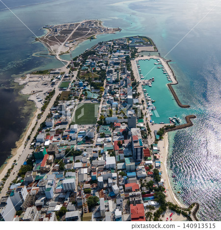 Aerial view of Maafushi island, Maldives 140913515