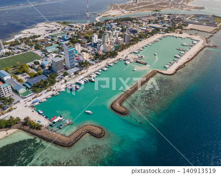 Aerial view of Maafushi island, Maldives Aerial view of Maafushi island, Maldives 140913519