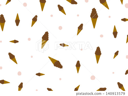 巧克力軟冰淇淋圖案,波點背景,無縫圖案 巧克力軟冰淇淋圖案,波點背景,無縫圖案 140913579