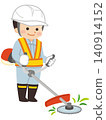 A man cutting grass with a lawn mower 140914152