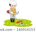 A man cutting grass with a lawn mower 140914153
