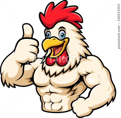 Muscular Rooster Mascot Thumbs Up Muscular Rooster Mascot Thumbs Up 140914203