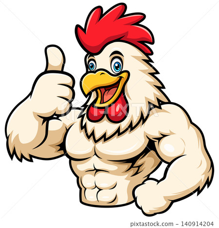 Muscular Rooster Mascot Thumbs Up Muscular Rooster Mascot Thumbs Up 140914204