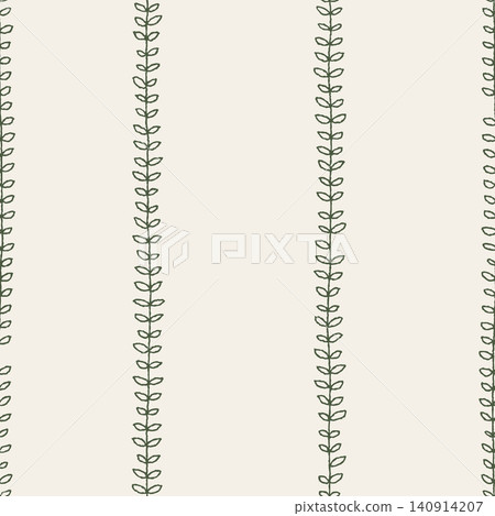Minimal Botanical Stripe Seamless Neutral Pattern 140914207