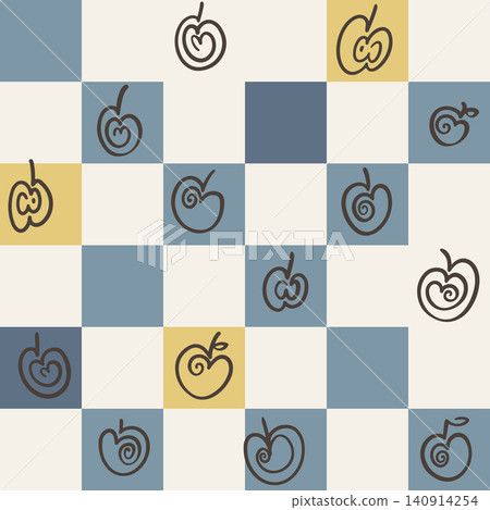 Soft Checkerboard Apple Pattern in Scandinavian Blue and Cream Soft Checkerboard Apple Pattern in Scandinavian Blue and Cream 140914254