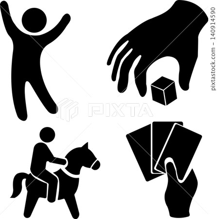 Gambling icons showing casino games betting and player activities Gambling icons showing casino games betting and player activities 140914590