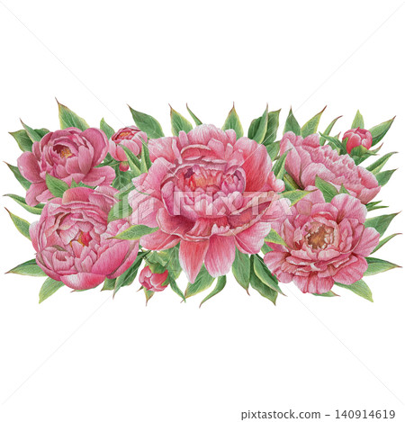 Vintage Watercolor Peony Tea Party Clipart Set Horizontal composition of peonies Botanical Collection PNG transparent background Vintage Watercolor Peony Tea Party Clipart Set Horizontal composition of peonies Botanical Collection PNG transparent background 140914619