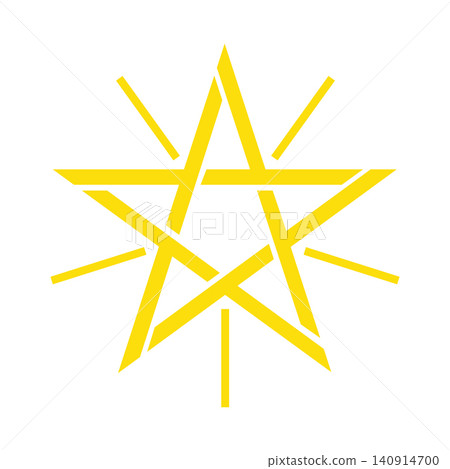 National emblem icon, sticker. Golden pentagram from flag of Ethiopia badge. National emblem icon, sticker. Golden pentagram from flag of Ethiopia badge. 140914700