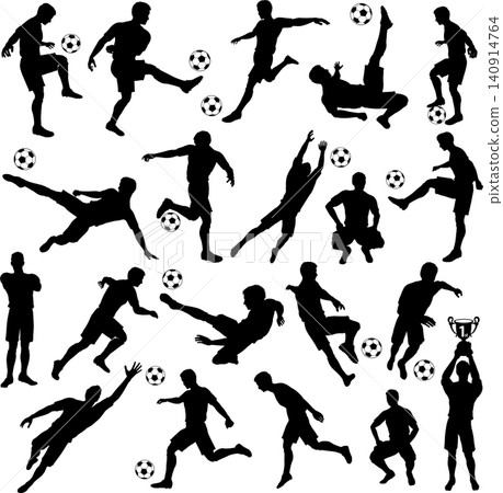 Silhouettes Soccer Players Silhouettes Soccer Players 140914764
