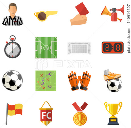 Soccer Flat Icon Set Soccer Flat Icon Set 140914807