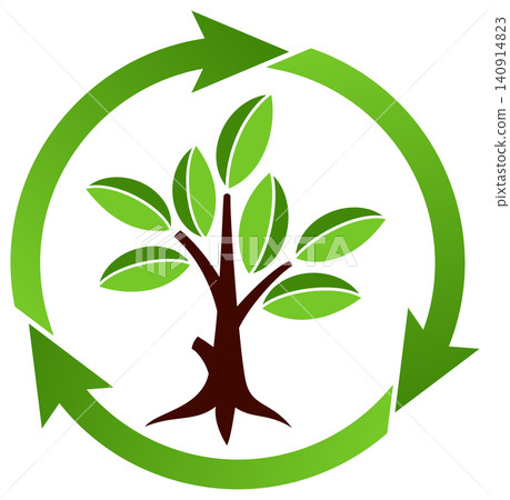 Tree with leaves and recycling symbol Tree with leaves and recycling symbol 140914823