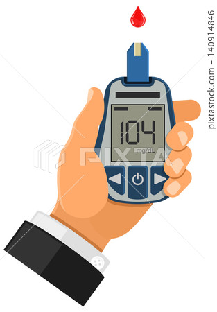 blood glucose meter in hand blood glucose meter in hand 140914846