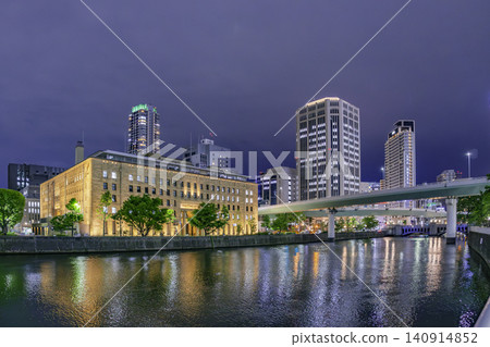 大阪夜景,中之島,三井住友銀行大阪總行,大阪府大阪市 大阪夜景,中之島,三井住友銀行大阪總行,大阪府大阪市 140914852