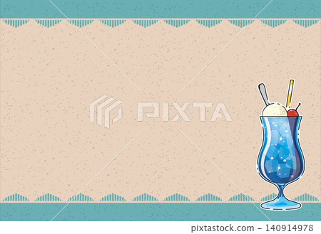 Retro pop cream soda (Blue Hawaii) postcard and background frame material Retro pop cream soda (Blue Hawaii) postcard and background frame material 140914978