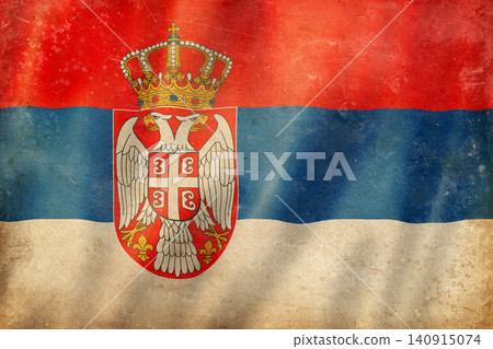 Old vintage flag of Serbia, worn and stained Old vintage flag of Serbia, worn and stained 140915074