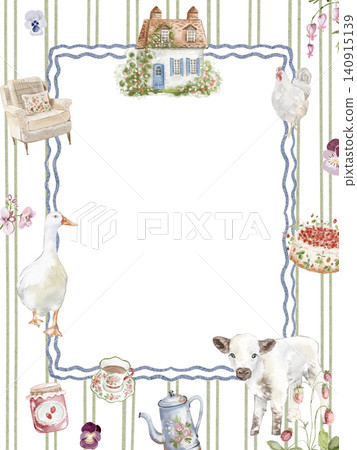 Cottagecore Border Watercolor Hand Painted Cottagecore Border Watercolor Hand Painted 140915139