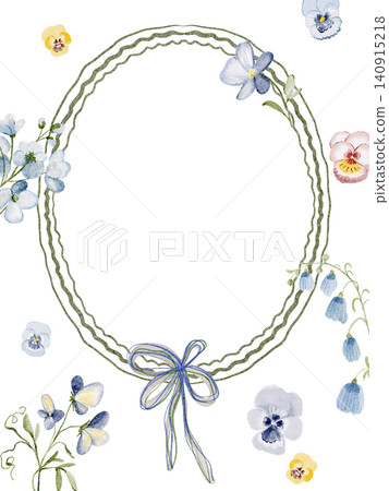 Whimsical Floral Frame Watercolor Hand Painted 140915218