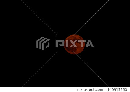 Glowing Orange Full Moon in an Empty Black Sky Glowing Orange Full Moon in an Empty Black Sky 140915560