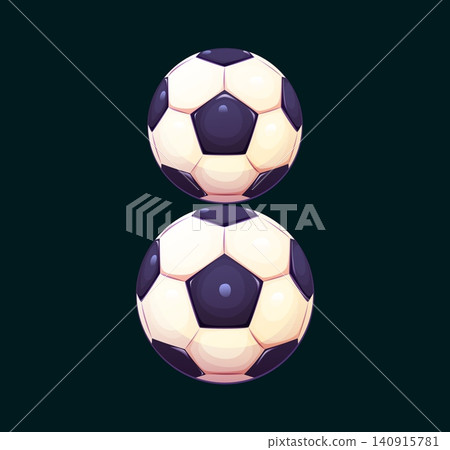 Cartoon soccer ball font typeface number 8 eight. Sport match typography digit, soccer game type vector numeral symbol. Ball game sport font figure or european football league typeface number Cartoon soccer ball font typeface number 8 eight. Sport match typography digit, soccer game type vector numeral symbol. Ball game sport font figure or european football league typeface number 140915781