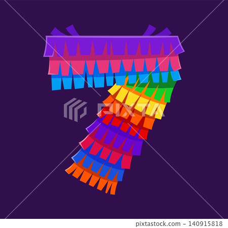 Mexican pinata font number 7 seven, rainbow English alphabet cartoon type, ABC typeface. Birthday party paper typeface number, Mexican rainbow font vector symbol. Mexico carnival pinata type figure Mexican pinata font number 7 seven, rainbow English alphabet cartoon type, ABC typeface. Birthday party paper typeface number, Mexican rainbow font vector symbol. Mexico carnival pinata type figure 140915818