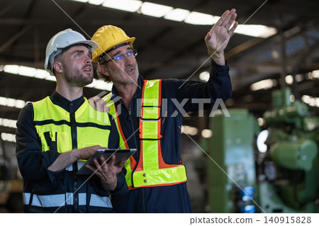 Workers Factory or Engineering work at factory site check up machine or products in site 140915828
