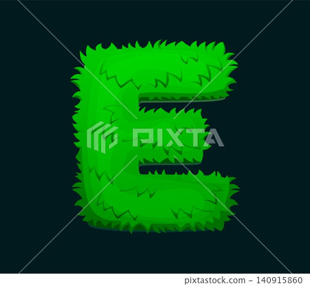 Cartoon soccer field grass font typeface letter E. Soccer game English alphabet font symbol, european football match type isolated vector sign. Sport sport kids ABC typeface element or letter Cartoon soccer field grass font typeface letter E. Soccer game English alphabet font symbol, european football match type isolated vector sign. Sport sport kids ABC typeface element or letter 140915860