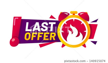 Last time sale, bargain deal offer timer label. Last time deal offer timer icon, short period sale promo vector label. Final day discount countdown badge with yellow alarm clock and fire flames Last time sale, bargain deal offer timer label. Last time deal offer timer icon, short period sale promo vector label. Final day discount countdown badge with yellow alarm clock and fire flames 140915874