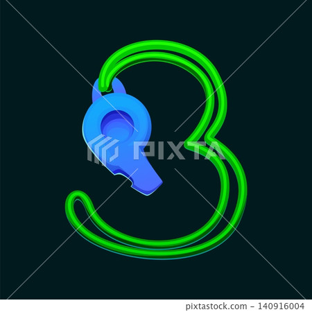 Cartoon soccer referee whistle font typeset number 3 three. European football league type figure, sport sport typography vector numeral symbol. Ball game match font number or soccer game digit Cartoon soccer referee whistle font typeset number 3 three. European football league type figure, sport sport typography vector numeral symbol. Ball game match font number or soccer game digit 140916004