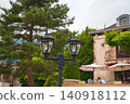 European-style buildings and streetlights 140918112