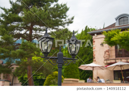 European-style buildings and streetlights European-style buildings and streetlights 140918112