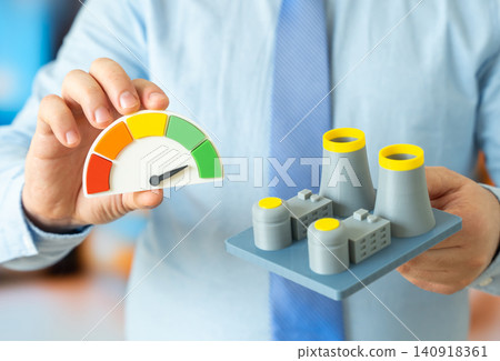 A nuclear power plant and its performance at maximum. Highly efficient power generation. Safety and environmental friendliness, green energy. Nuclear reactor workloads. A nuclear power plant and its performance at maximum. Highly efficient power generation. Safety and environmental friendliness, green energy. Nuclear reactor workloads. 140918361