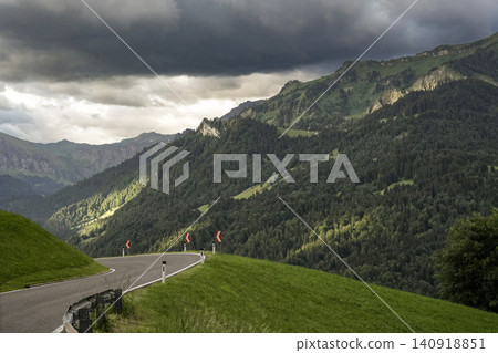 Panoramic view of Allgau Alps with green meadows and alpine village in summer - Sonthofen, Bavaria, Germany Panoramic view of Allgau Alps with green meadows and alpine village in summer - Sonthofen, Bavaria, Germany 140918851