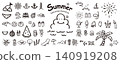Summer hand-drawn illustration material set: Summer vacation, doodle, summer / line art 140919208