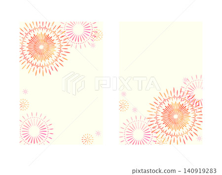 Postcard template with fireworks illustration Postcard template with fireworks illustration 140919283