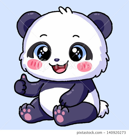 Cute Kawaii Happy Panda Bear Giving Thumbs Up with Big Smile Cartoon Character Cute Kawaii Happy Panda Bear Giving Thumbs Up with Big Smile Cartoon Character 140920273