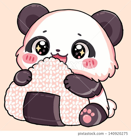 Cute Kawaii Panda Bear Hugging Japanese Onigiri Rice Ball Cartoon Character Cute Kawaii Panda Bear Hugging Japanese Onigiri Rice Ball Cartoon Character 140920275