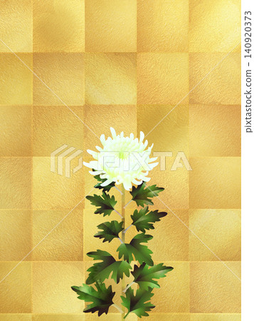 White chrysanthemum with gold background, 1 stem White chrysanthemum with gold background, 1 stem 140920373
