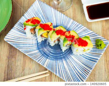 Uramaki with tobico topping Uramaki with tobico topping 140920605