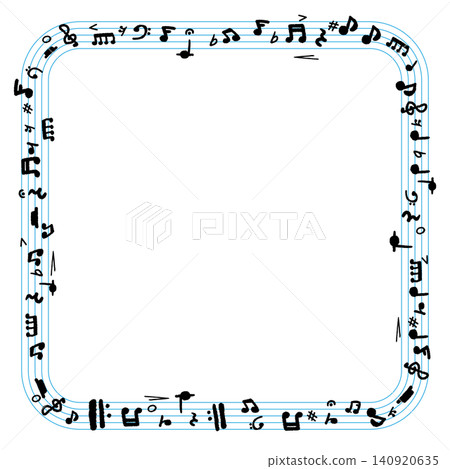 A frame enclosed by a staff. A musical score frame. Black musical notes. A frame enclosed by a staff. A musical score frame. Black musical notes. 140920635