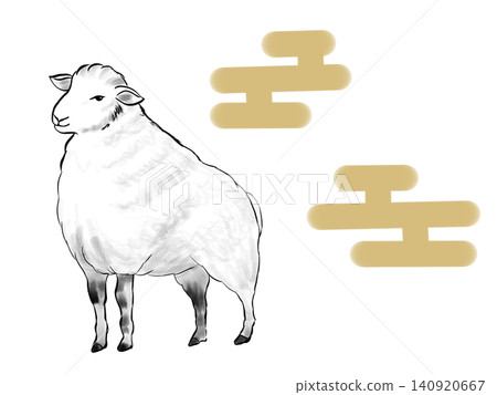 Year of the Sheep, Sheep, Lattice Pattern, New Year's Card Illustration, No Year, Transparent Background Year of the Sheep, Sheep, Lattice Pattern, New Year's Card Illustration, No Year, Transparent Background 140920667