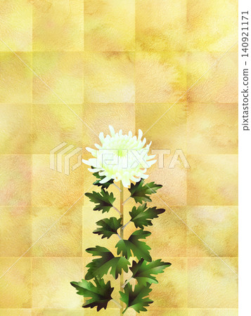 White chrysanthemum with a gold background, blurred - 1 stem White chrysanthemum with a gold background, blurred - 1 stem 140921171