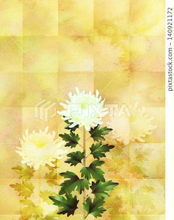 White chrysanthemums with a gold background, bleed - 3 stems White chrysanthemums with a gold background, bleed - 3 stems 140921172