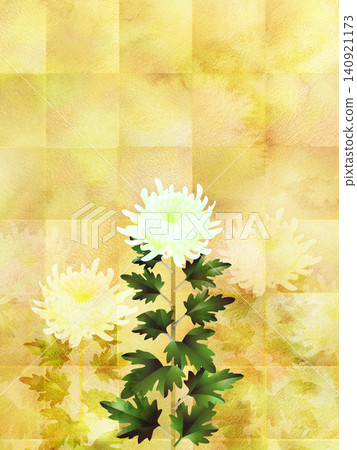 White chrysanthemums with a gold background, 5 stems White chrysanthemums with a gold background, 5 stems 140921173