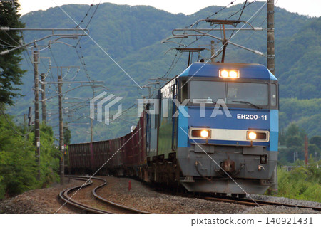 Uphill gradient: A Joetsu Line freight train heading towards Niigata (hauled by an EH200 locomotive) Uphill gradient: A Joetsu Line freight train heading towards Niigata (hauled by an EH200 locomotive) 140921431